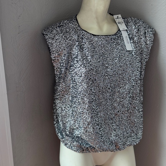 Express Blingy silver blouse size medium nwt - Picture 1 of 15